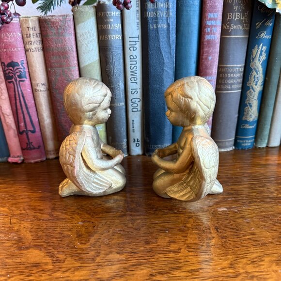 2 Vintage Gold Terracotta Angels - Picture 5 of 14